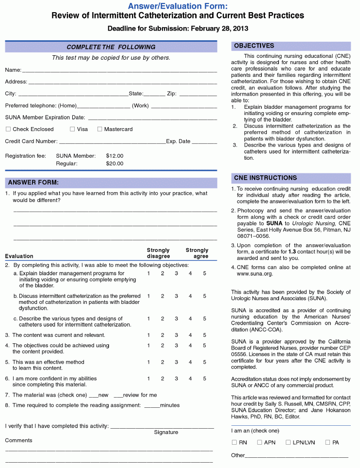 Intermittent Catheterization and Current Best Practices