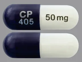 This medicine is a white navy blue, oblong, capsule imprinted with 