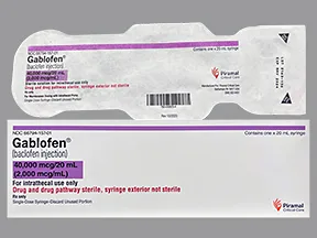 Gablofen 40,000 mcg/20 mL (2,000 mcg/mL) intrathecal syringe