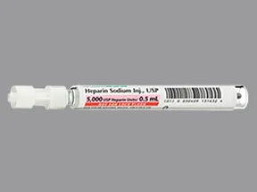 heparin, porcine (PF) 5,000 unit/0.5 mL injection syringe