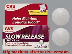 Slow Release Iron 143 mg (45 mg iron) tablet,extended release