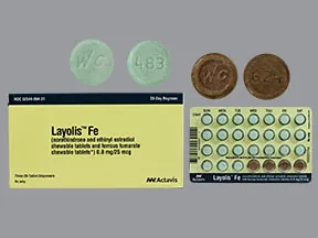 Layolis Fe 0.8 mg-25 mcg (24)/75 mg (4) chewable tablet