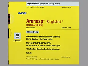 Aranesp 10 mcg/0.4 mL (in polysorbate) injection syringe