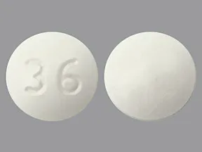 This medicine is a white, round, film-coated, tablet imprinted with 