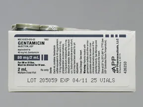 gentamicin 40 mg/mL injection solution