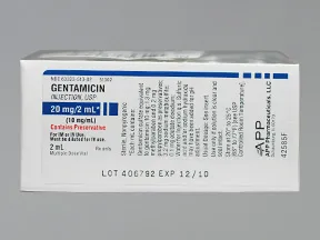 gentamicin 20 mg/2 mL injection solution