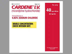 Cardene 40 mg/200 mL(0.2 mg/mL) in sod chlor(iso-osm) intravenous soln