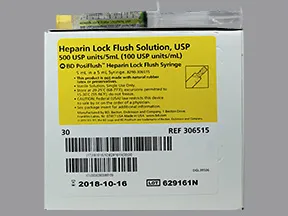 Heparin Lock Flush (Porcine) (PF) 100 unit/mL intravenous syringe
