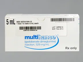Multihance 529 mg/mL (0.1 mmol/0.2 mL) intravenous solution