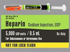 heparin, porcine (PF) 5,000 unit/0.5 mL subcutaneous syringe