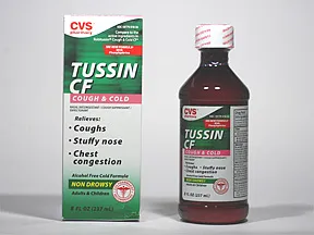 Tussin CF (PE-DM-guaif) 5 mg-10 mg-100 mg/5 mL oral liquid