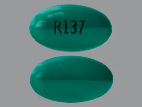 This medicine is a green, elliptical, capsule imprinted with 