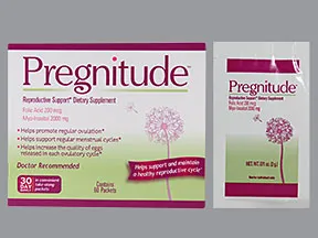 Pregnitude 200 mcg-2,000 mg oral powder packet