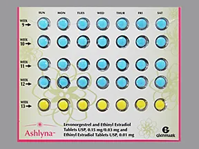 Ashlyna 0.15 mg-30 mcg (84)/10 mcg(7) tablets,3 month dose pack