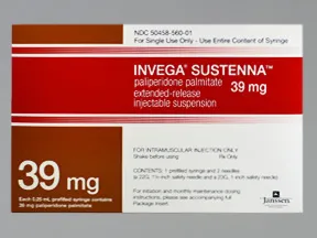 Invega Sustenna 39 mg/0.25 mL intramuscular syringe