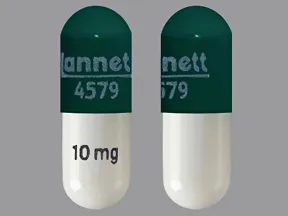 This medicine is a green white, oblong, capsule imprinted with 