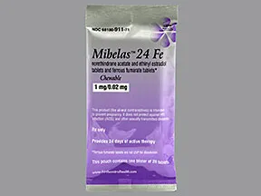 Mibelas 24 Fe 1 mg-20 mcg (24)/75 mg (4) chewable tablet