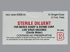 Diluent for Merck Live Virus Vaccine