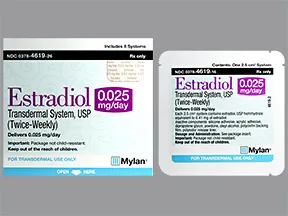 estradiol 0.025 mg/24 hr semiweekly transdermal patch