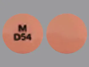 This medicine is a pink-orange, round, film-coated, tablet imprinted with 