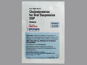 cholestyramine (with sugar) 4 gram powder for susp in a packet