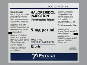 haloperidol lactate 5 mg/mL injection solution