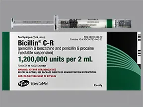 Bicillin C-R 1,200,000 unit/2 mL intramuscular syringe