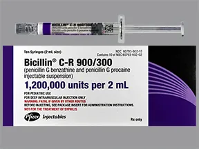 Bicillin C-R 900,000 unit-300k unit/2 mL intramuscular syringe