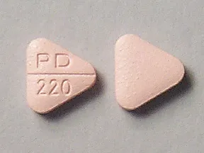 This medicine is a pink, triangular, scored, film-coated, tablet imprinted with 