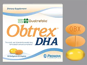 ObtrexDHA(Quatrefolic)29 mg iron-1 mg-350 mg tablet DR,capsule DR pack