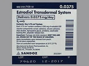estradiol 0.0375 mg/24 hr semiweekly transdermal patch