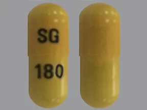 This medicine is a yellow, oblong, capsule imprinted with 