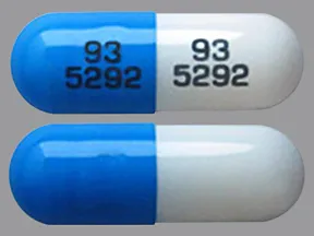 This medicine is a light blue white, oblong, capsule imprinted with 