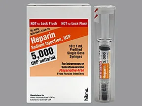 heparin, porcine (PF) 5,000 unit/mL injection syringe