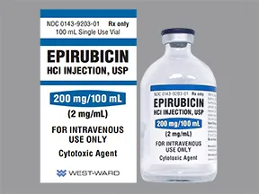 epirubicin 200 mg/100 mL intravenous solution