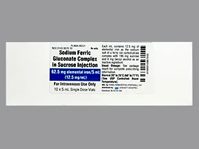 sodium ferric gluconate complex in sucrose 62.5 mg/5 mL intravenous