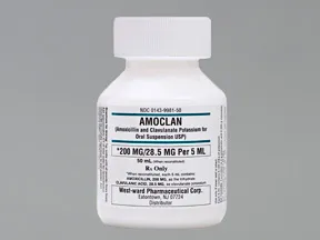 amoxicillin 200 mg-potassium clavulanate 28.5 mg/5 mL oral suspension