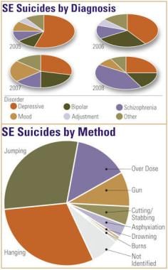 Sentinel event (SE) suicides by diagnosis and meth