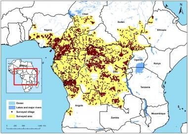 Geographical distribution of RAPLOA surveyed villa