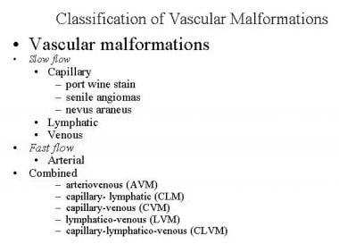 Classification of vascular malformations. 