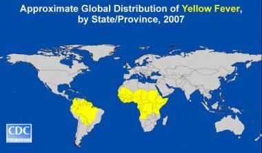 Global distribution of yellow fever. Image courtes
