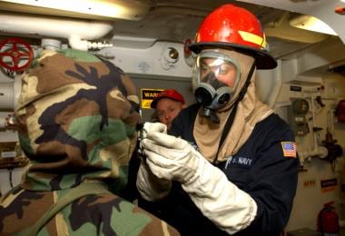 Chemical, Biological warfare training aboard USS H