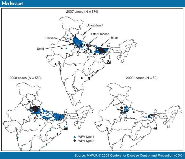 Progress Toward Poliomyelitis Eradication -- India, January 2007-May 2009