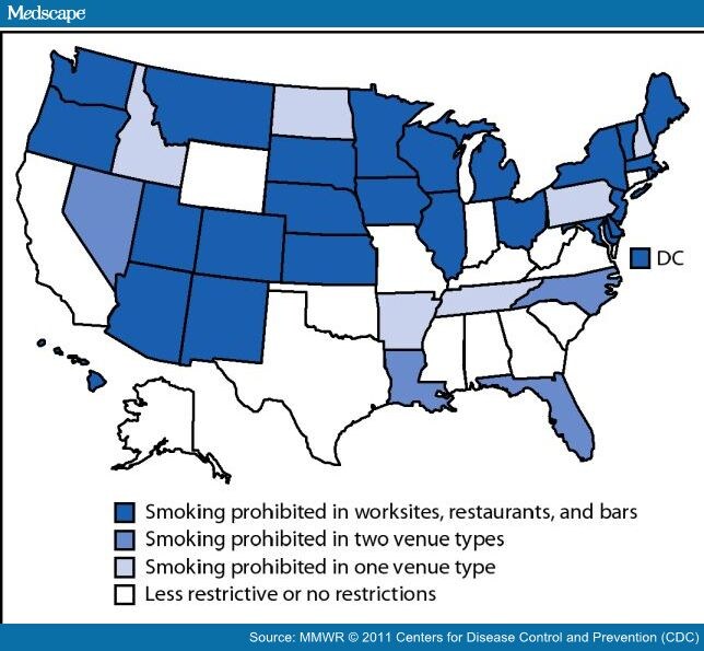 State SmokeFree Laws for Worksites, Restaurants, and Bars