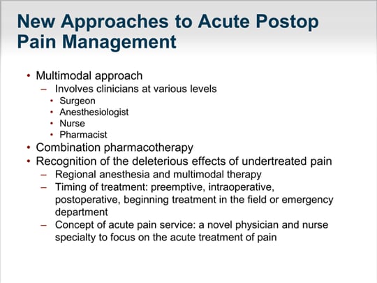 Advances In Postoperative Pain Management: Novel Approaches To Optimum ...