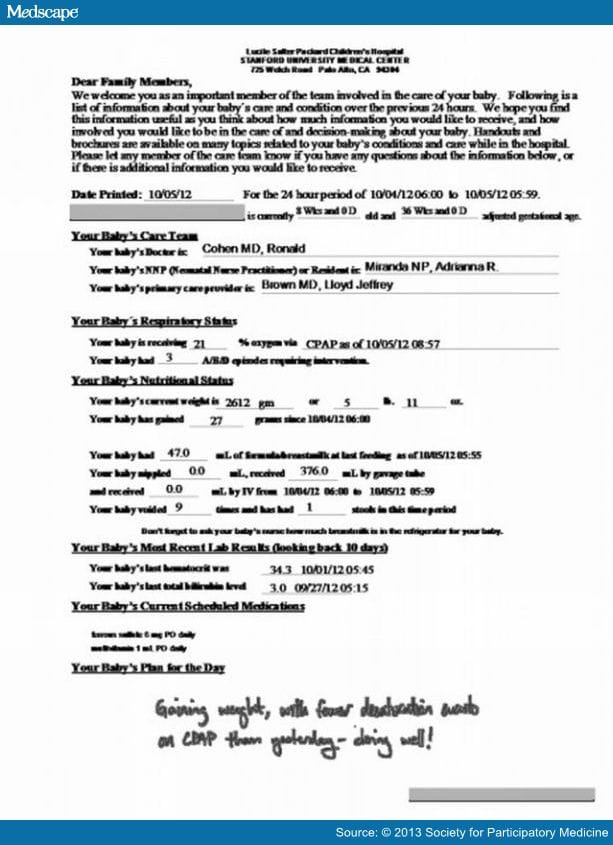 Patient Update Impact of an EMR-Based Daily Patient Update Letter in a NICU - Page 2