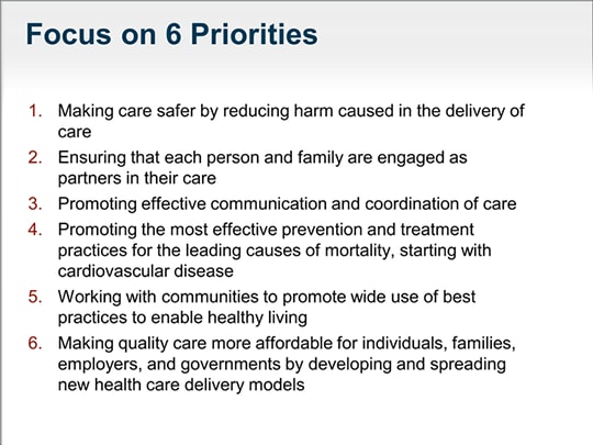 Implementing The National Quality Strategy: 6 Priorities For Better ...