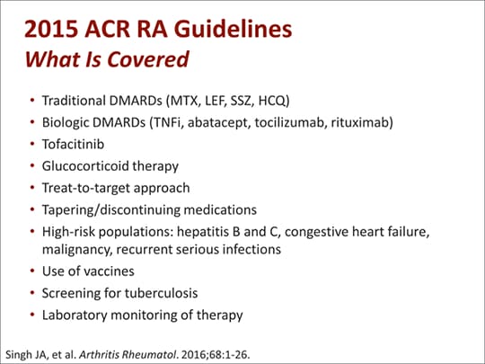 Rheumatoid Arthritis 2015 Guidelines Whats New Whats Different Transcript 