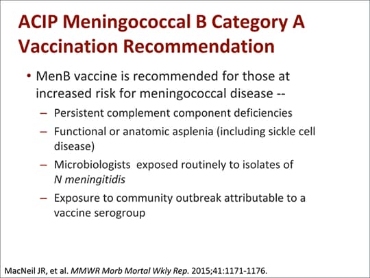 Meningococcal B Disease: Implementing The ACIP Category B Vaccine ...