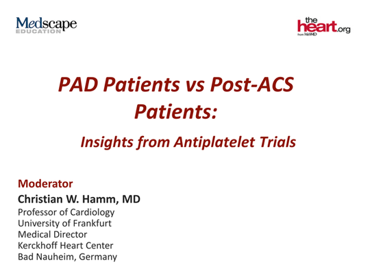 PAD Patients vs Post-ACS Patients: Insights From Antiplatelet Trials ...